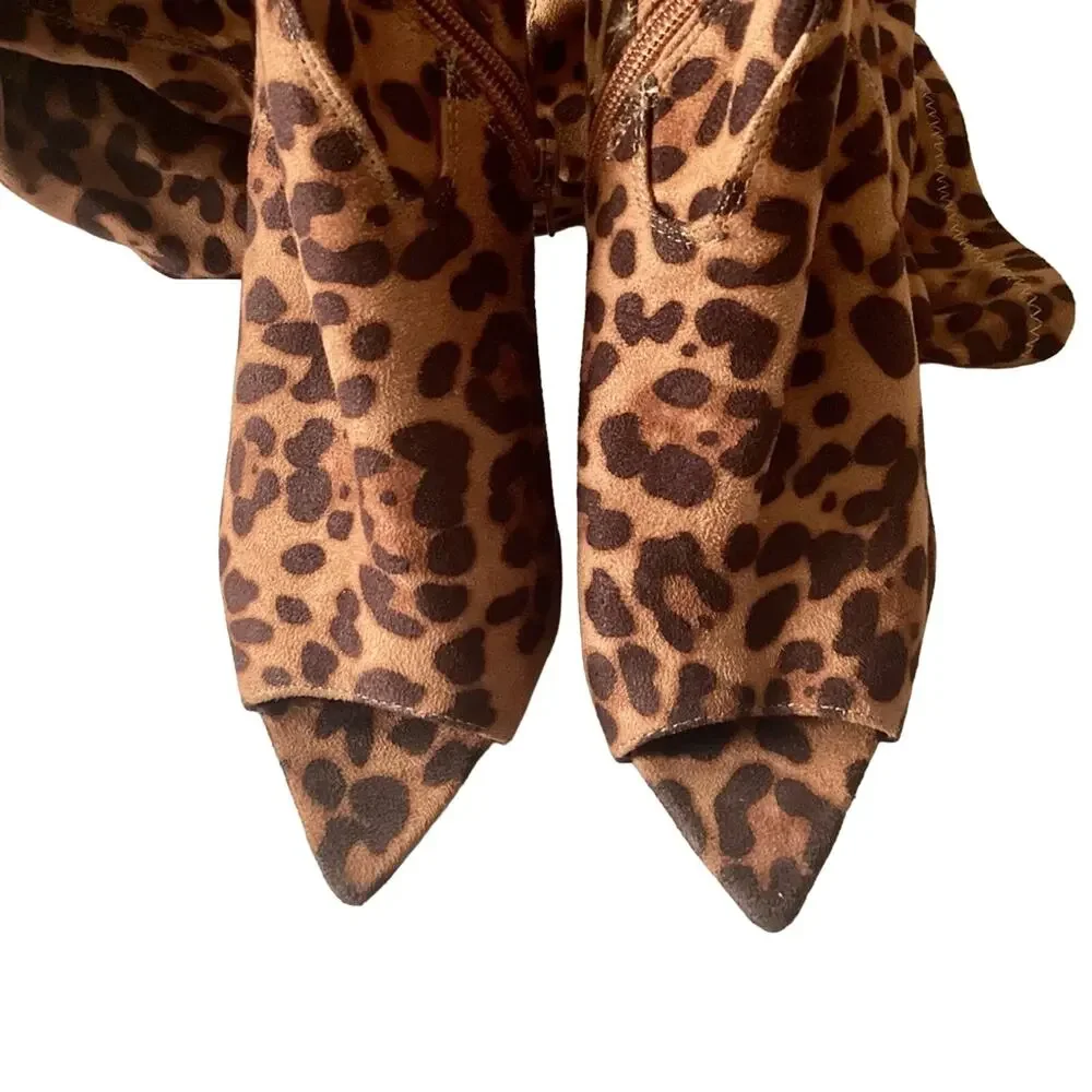 NWOT Anne Michelle Thigh High Peep Toe Stilettos